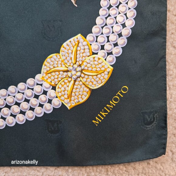 Mikimoto Silk Scarf in Perfect Condition Rare - Picture 5 of 9